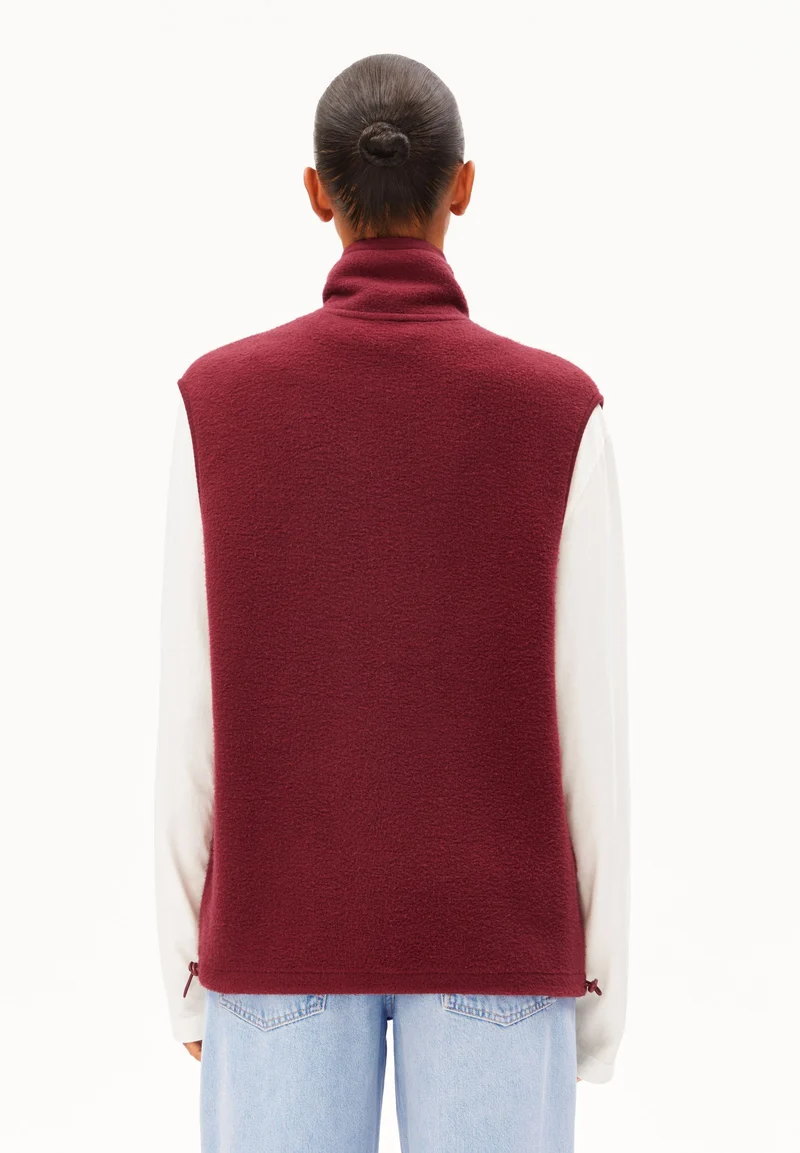 BAUMWOLL-FLEECE-WESTE | velvet red