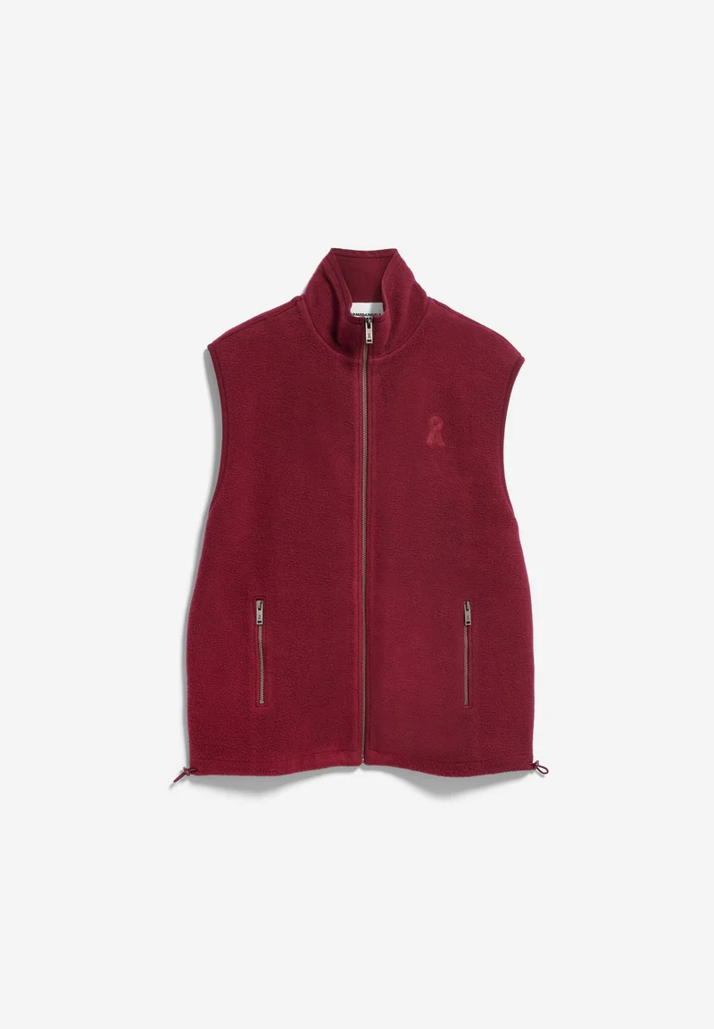 BAUMWOLL-FLEECE-WESTE | velvet red