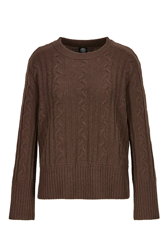 Zopfpullover aus Wolle mit Kaschmir Braun