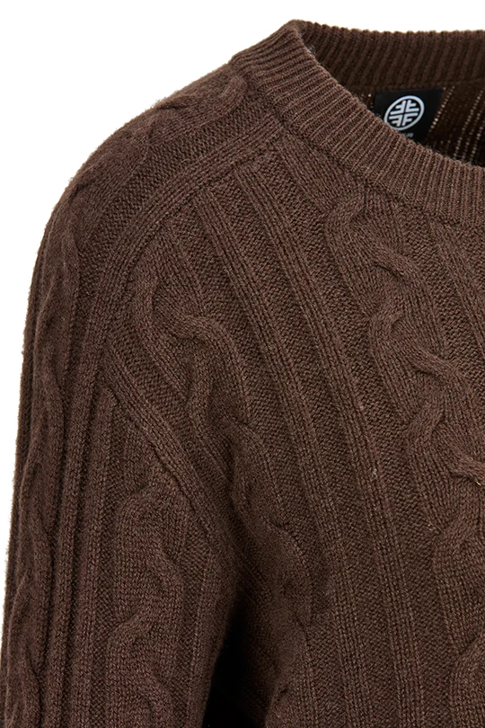 Zopfpullover aus Wolle mit Kaschmir Braun