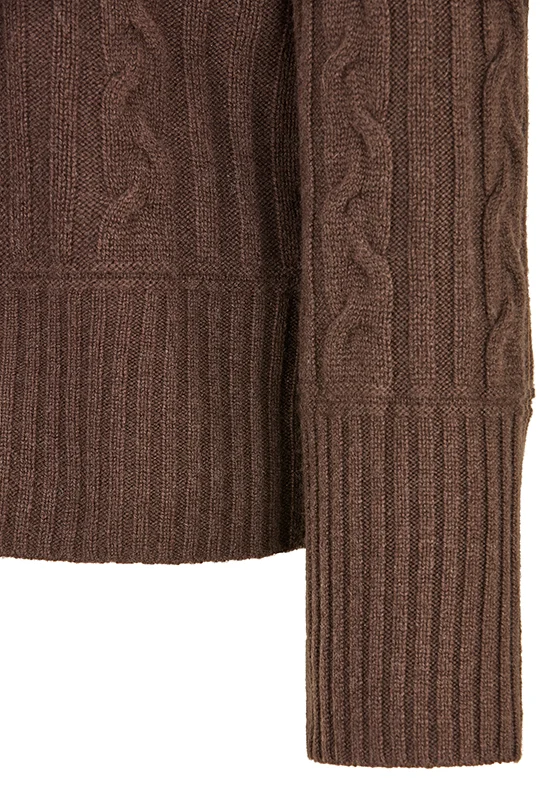 Zopfpullover aus Wolle mit Kaschmir Braun