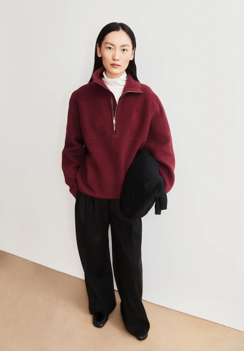 HAARLEENAA BAUMWOLL-FLEECE | velvet red