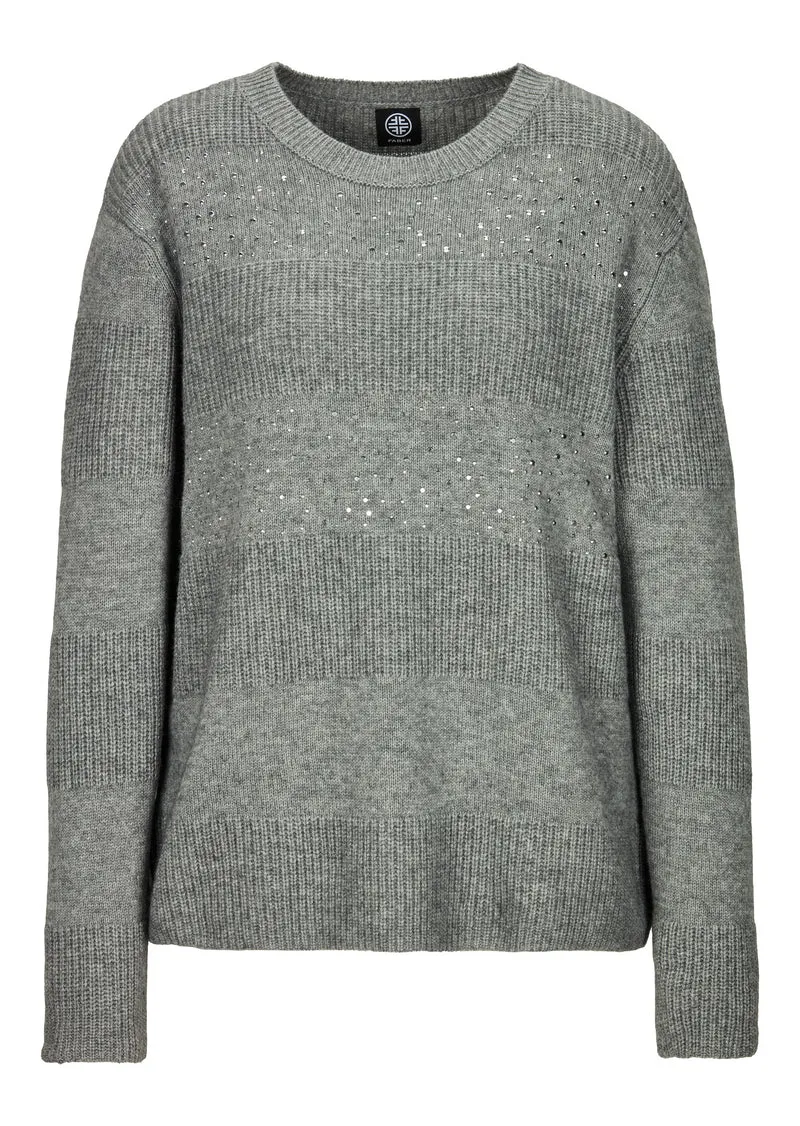 Kaschmir-Pullover mit Dekosteinen Titan