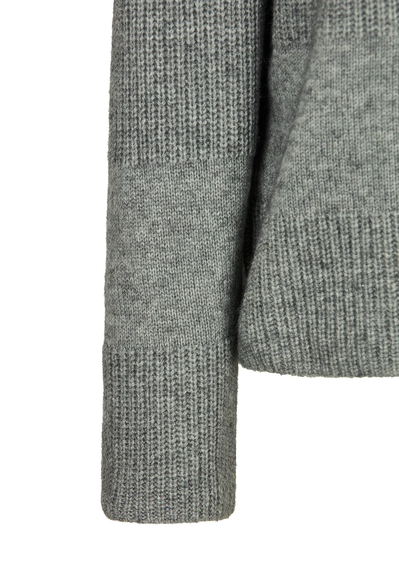 Kaschmir-Pullover mit Dekosteinen Titan