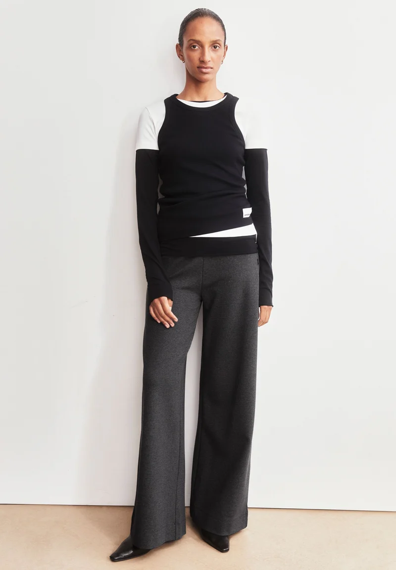 BASIC WIDE LEG JERSEYHOSE | steel melange