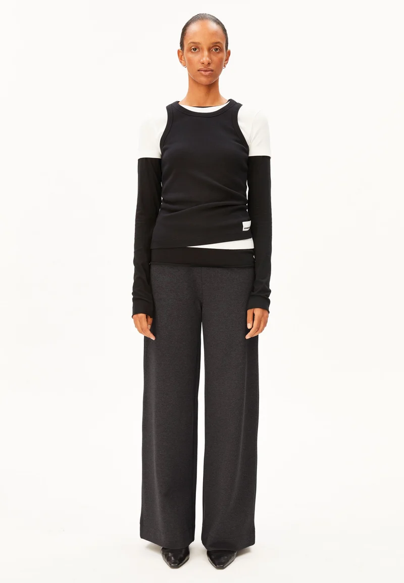 BASIC WIDE LEG JERSEYHOSE | steel melange