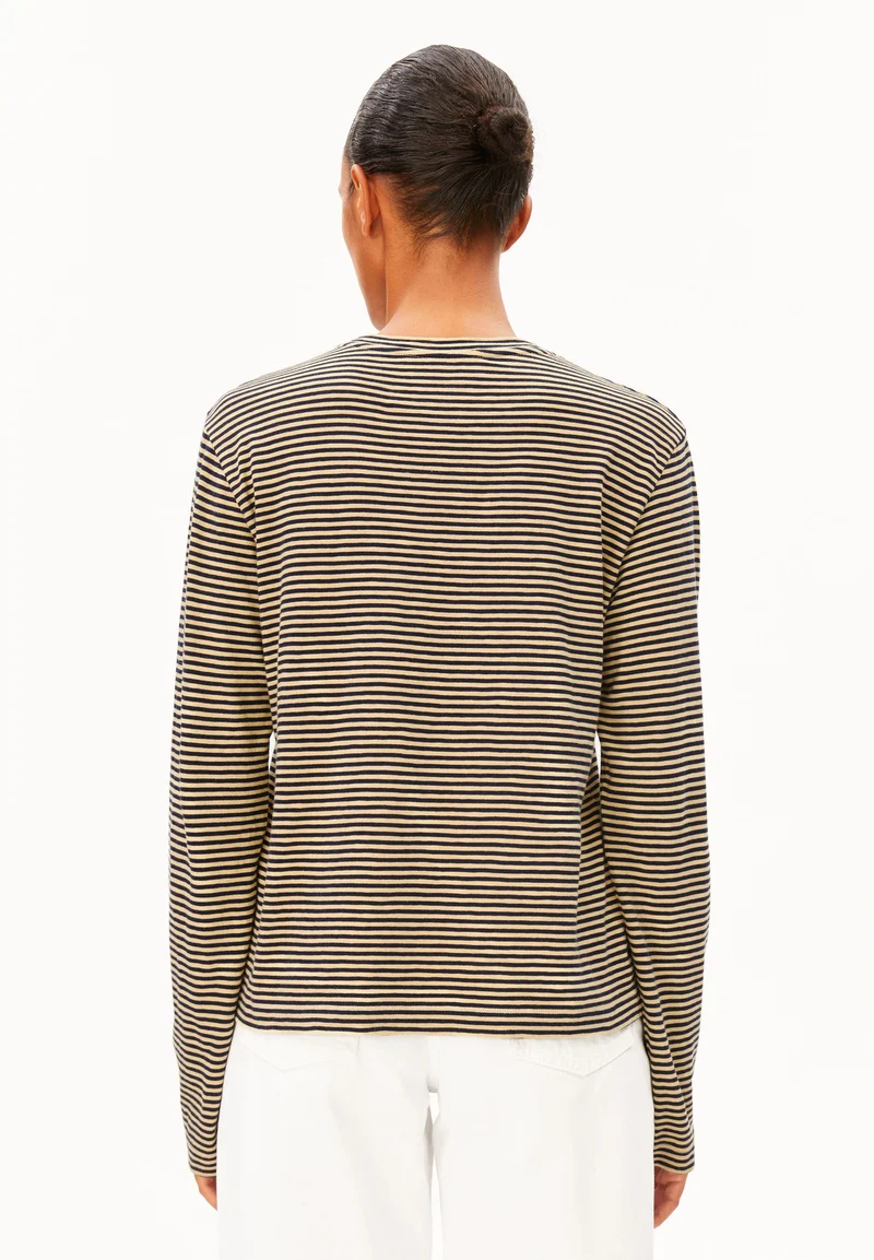 SLUB JERSEY GESTREIFTES LANGARMSHIRT | tinted navy-golden hay