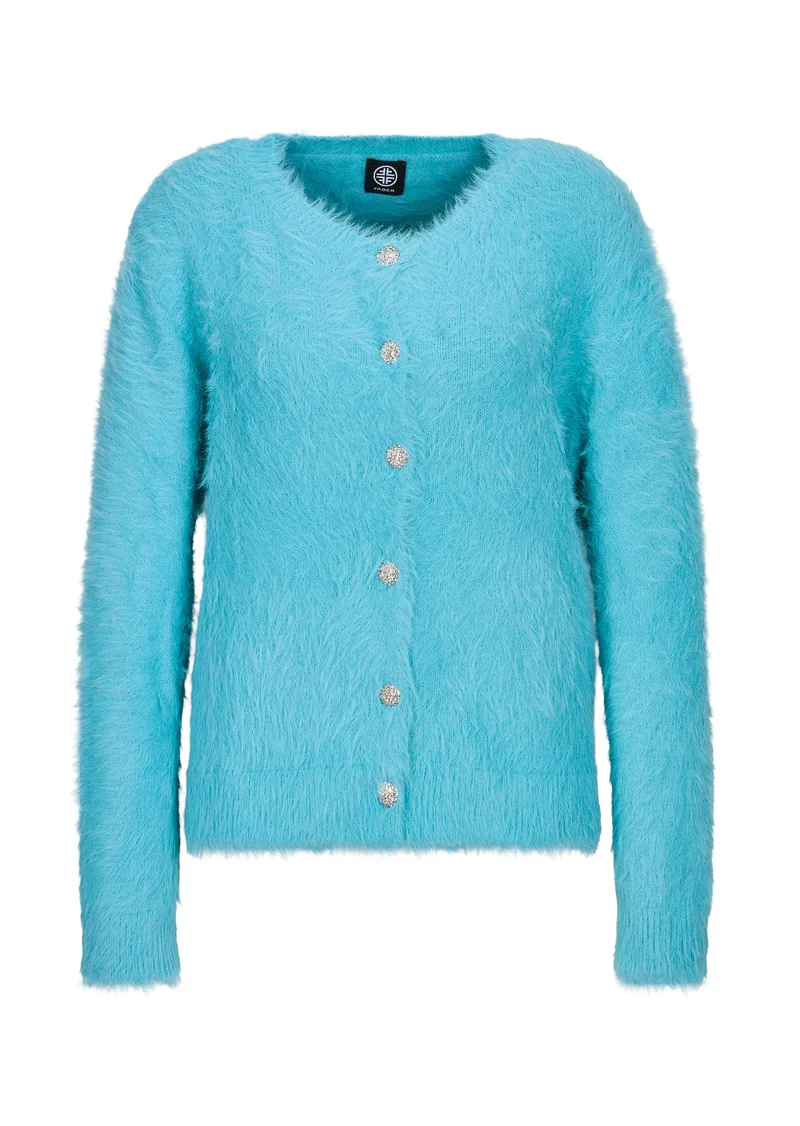 Kuscheljacke mit Dekoknöpfen – Softness in ihrer schönsten Form Aquamarin