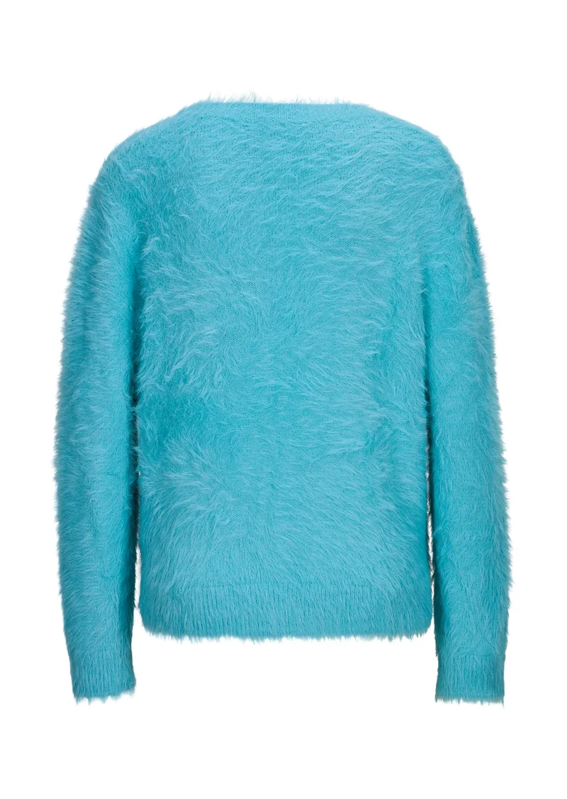 Kuscheljacke mit Dekoknöpfen – Softness in ihrer schönsten Form Aquamarin