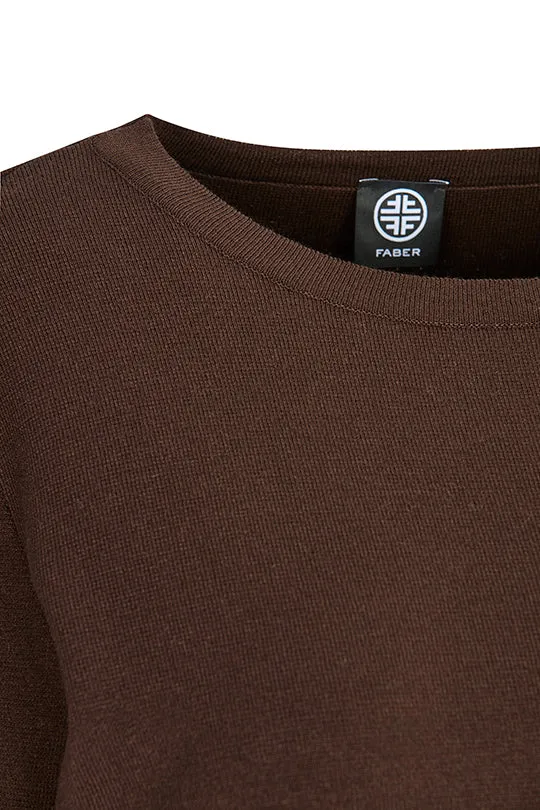 Pullover mit Boho-Fellbesatz Braun