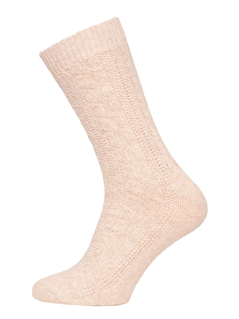 Ein Paar Wollsocke aus 70% Lammwolle mit Zopfmuster Basic