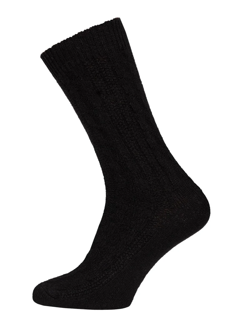 Ein Paar Wollsocke aus 70% Lammwolle mit Zopfmuster Basic