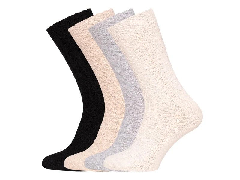 Ein Paar Wollsocke aus 70% Lammwolle mit Zopfmuster Basic