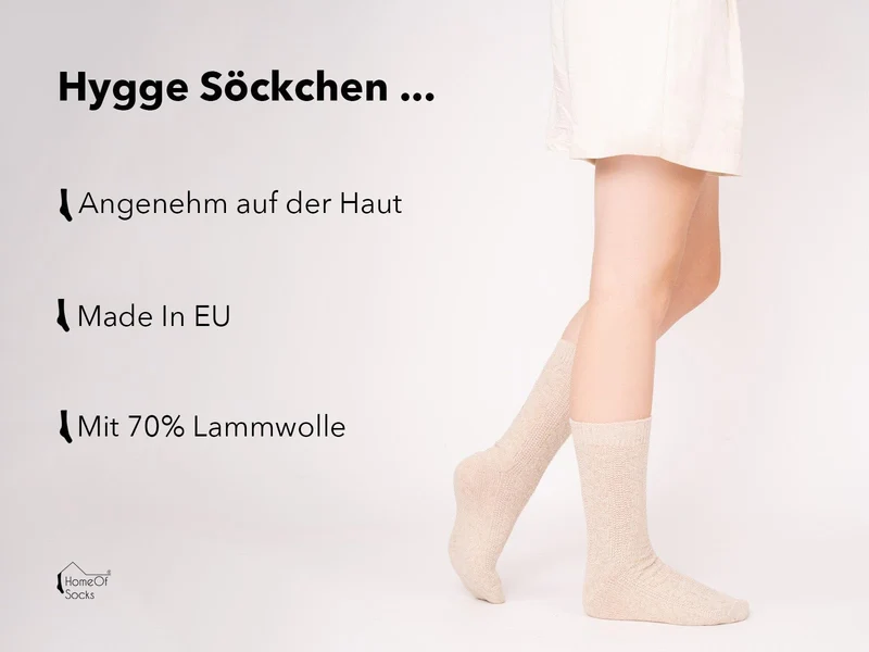 Ein Paar Wollsocke aus 70% Lammwolle mit Zopfmuster Basic