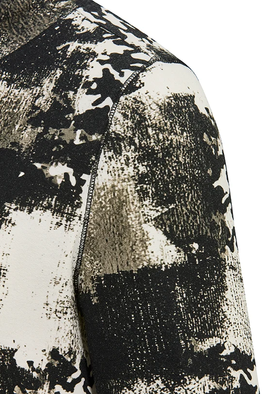 Stehbundshirt mit Hahnentritt-Patch