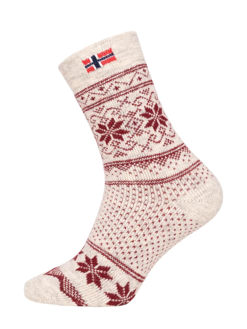 Ein Paar 80% Wollsocken Norwegen Flagge & Norweger Design