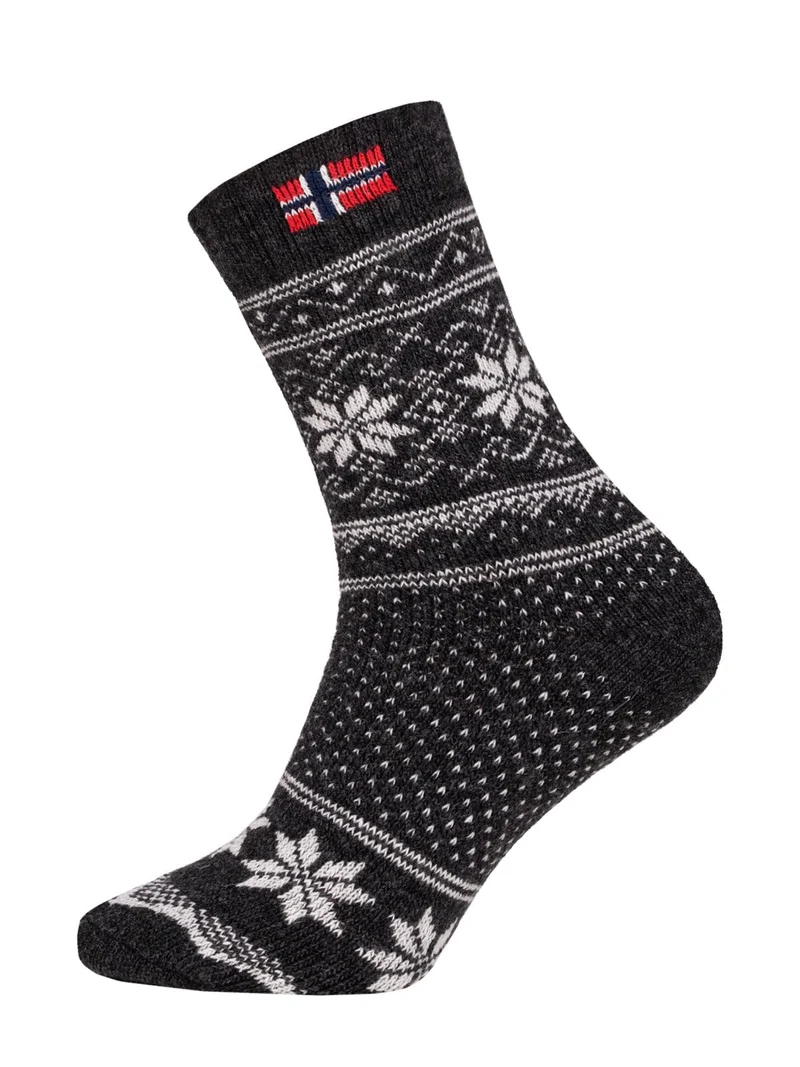 Ein Paar 80% Wollsocken Norwegen Flagge & Norweger Design