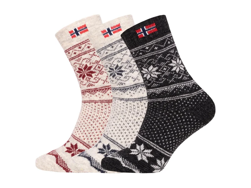 Ein Paar 80% Wollsocken Norwegen Flagge & Norweger Design