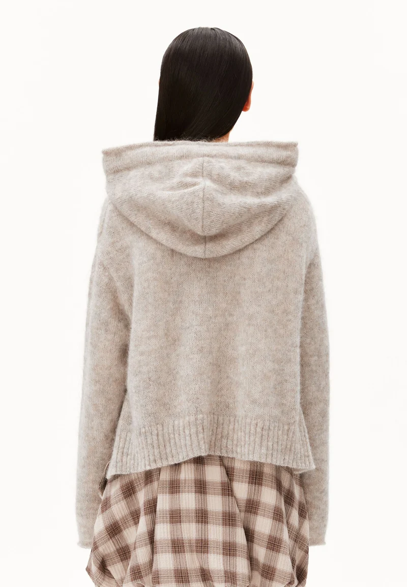 MOHAIR-MIX STRICK-HOODIE | honey melange