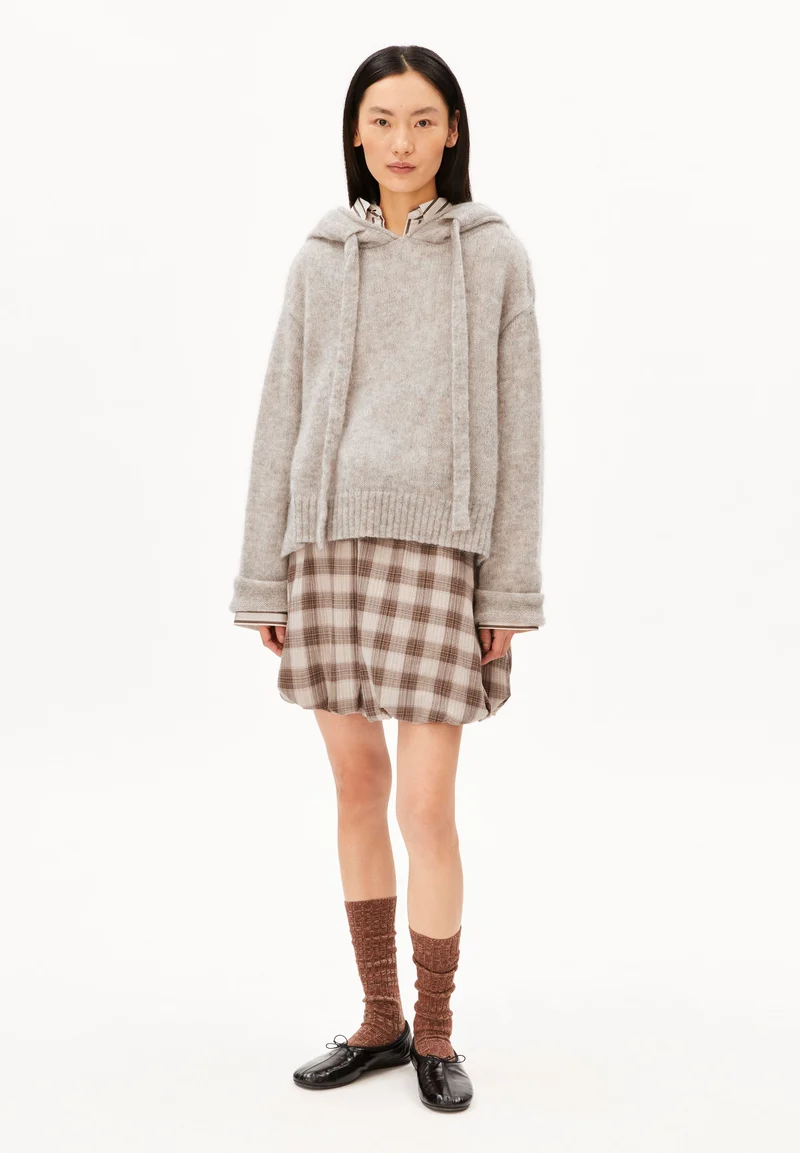 MOHAIR-MIX STRICK-HOODIE | honey melange