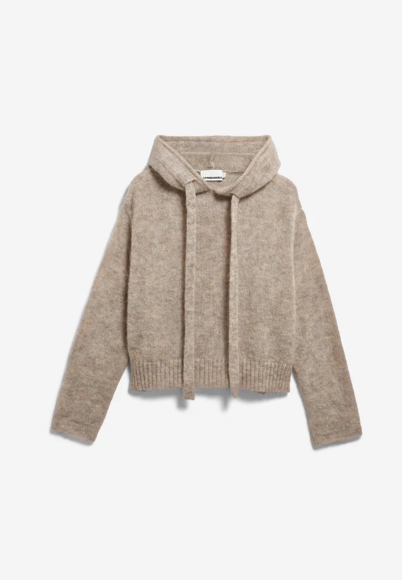 MOHAIR-MIX STRICK-HOODIE | honey melange