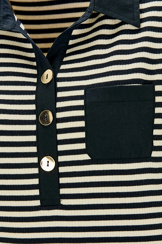 Ringel-Poloshirt in weicher Baumwollstretch-Qualität