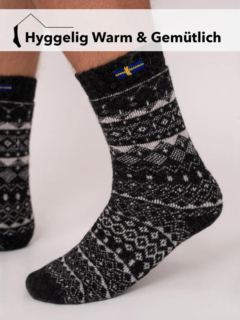 Ein Paar 80% Wollsocken Schweden Flagge Skandinavisch