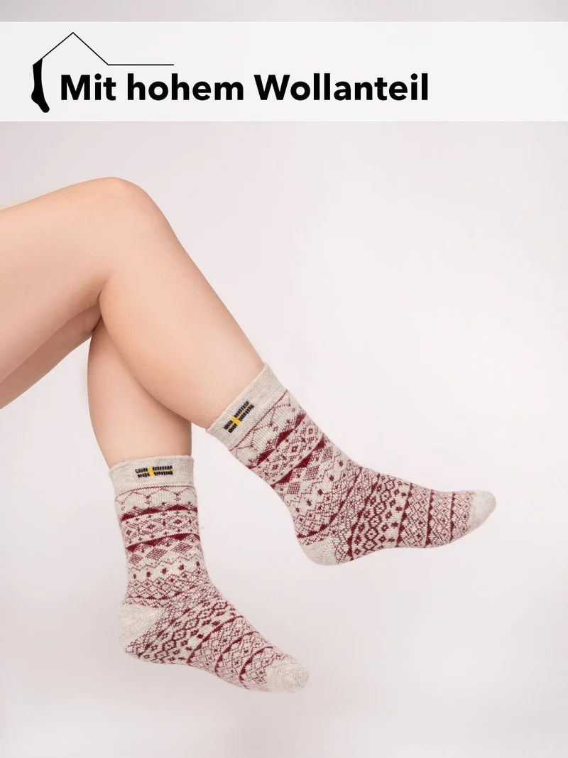 Ein Paar 80% Wollsocken Schweden Flagge Skandinavisch