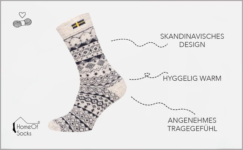 Ein Paar 80% Wollsocken Schweden Flagge Skandinavisch