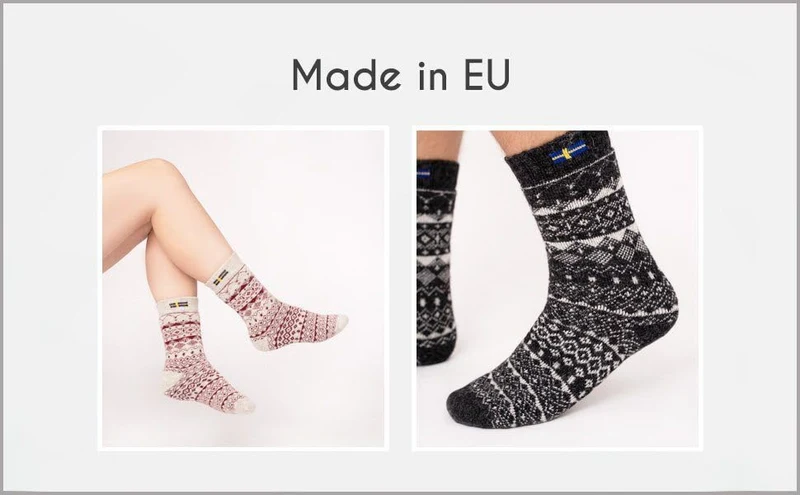 Ein Paar 80% Wollsocken Schweden Flagge Skandinavisch