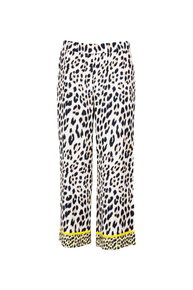 7/8 Hose mit Leo-Print und Bordüre