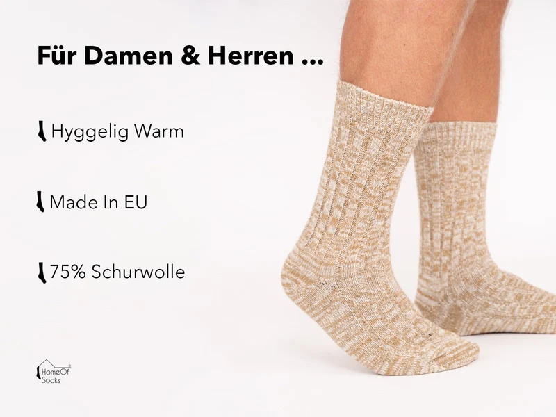 Ein Paar 75% Schurwolle Meliertes Garn Hyggelig Warm
