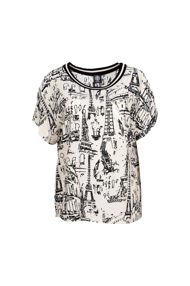 Printshirt mit Strickbündchen - Parisprint