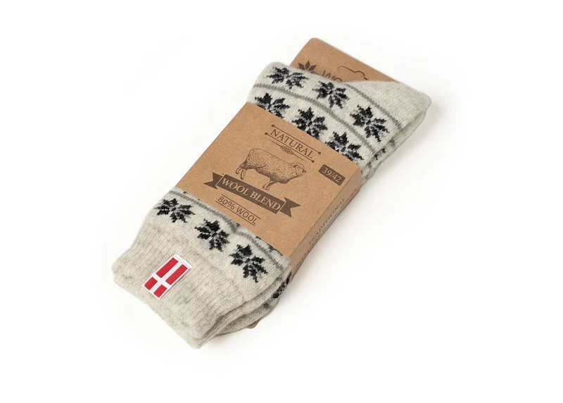 Ein Paar 80% Wollsocken Dänemark Flagge