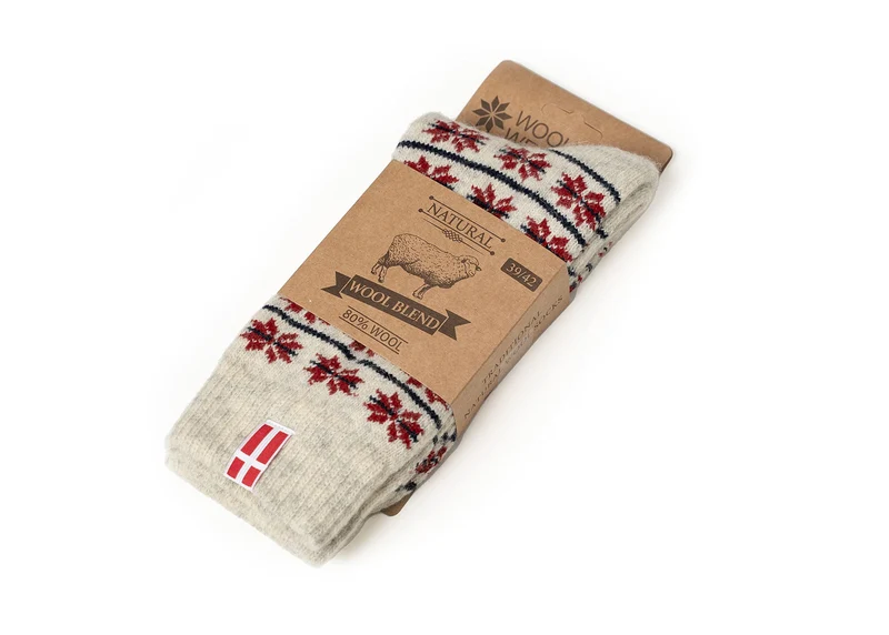 Ein Paar 80% Wollsocken Dänemark Flagge