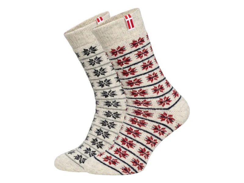 Ein Paar 80% Wollsocken Dänemark Flagge