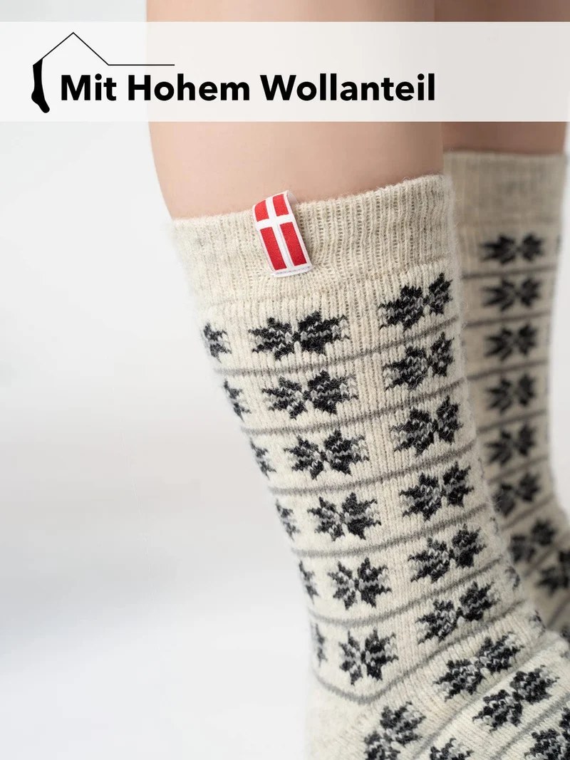 Ein Paar 80% Wollsocken Dänemark Flagge