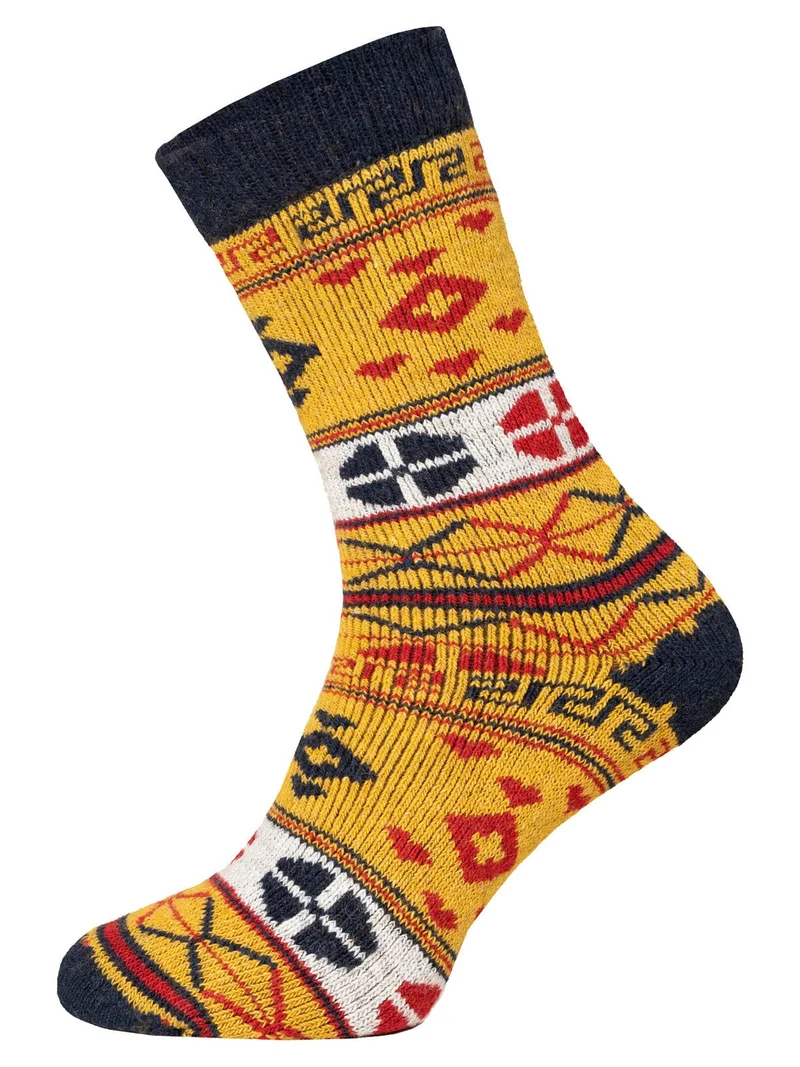 2 Paar 45% Wollsocken Moderne Bunte Ethno Design