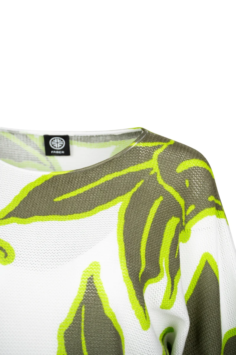 Pullover mit Botanic Graphic Print und 3/4 Fledermausarm