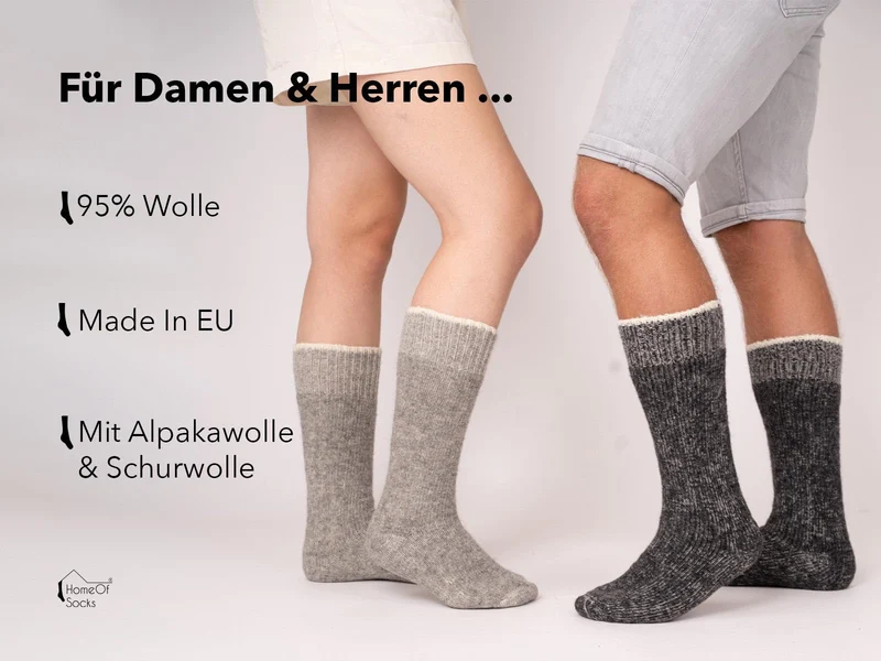 Ein Paar Kniestrumpf 95% Wolle mit Alpakawolle Warm