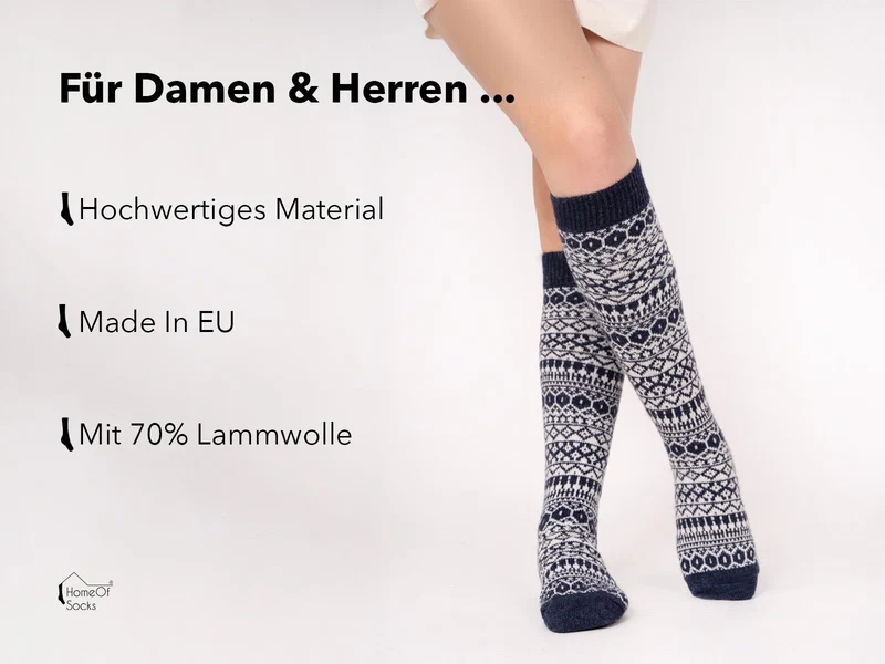 Ein Paar Kniestrumpf 70% Lammwolle s Design