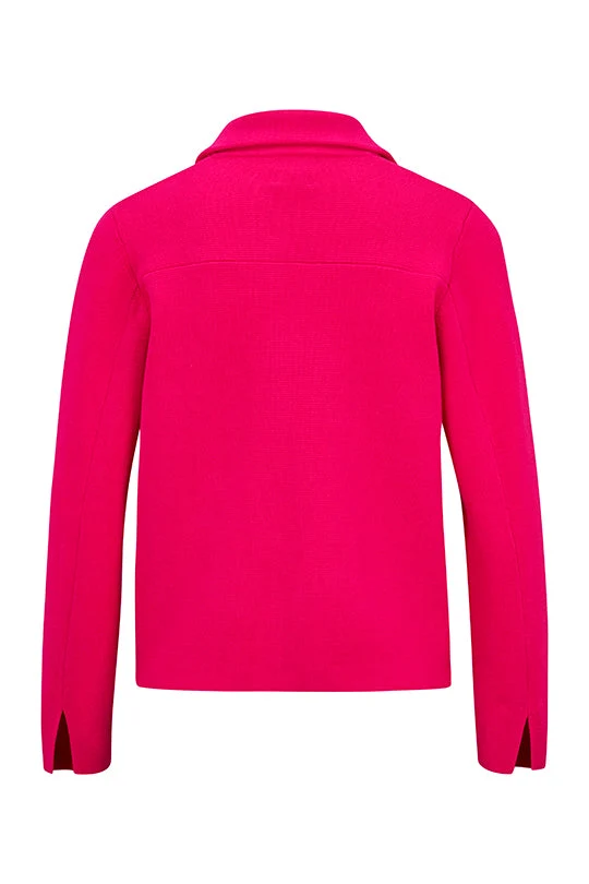 Moderner Strickcardigan mit Kragen in 100% Baumwolle in Magenta