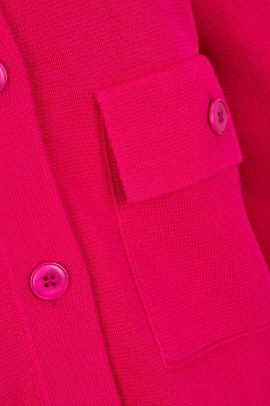 Moderner Strickcardigan mit Kragen in 100% Baumwolle in Magenta