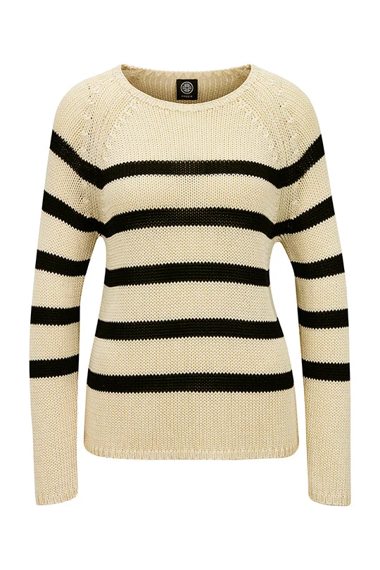 Ringelpullover in edlem Glanzgarn mit Leinen