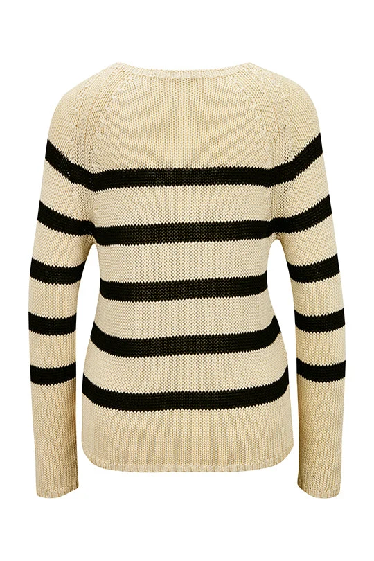 Ringelpullover in edlem Glanzgarn mit Leinen