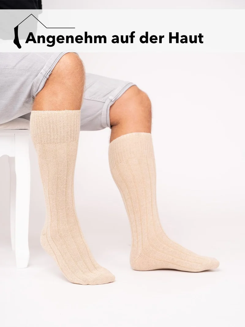 Ein Paar Kniestrumpf 49% Wolle Merino & Kaschmir