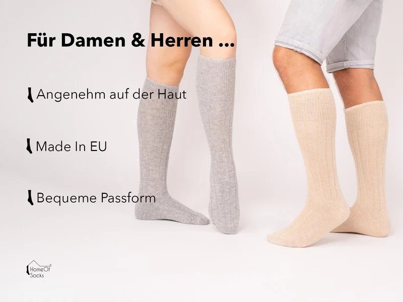 Ein Paar Kniestrumpf 49% Wolle Merino & Kaschmir