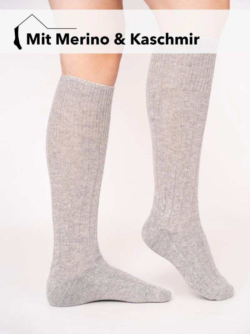 Ein Paar Kniestrumpf 49% Wolle Merino & Kaschmir