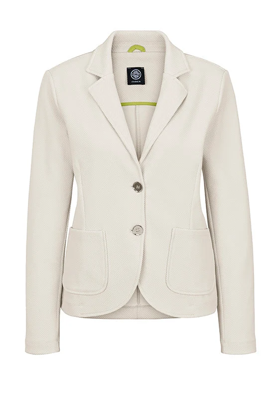 Taillierter Blazer in sportiver Jersey-Struktur in Champagner