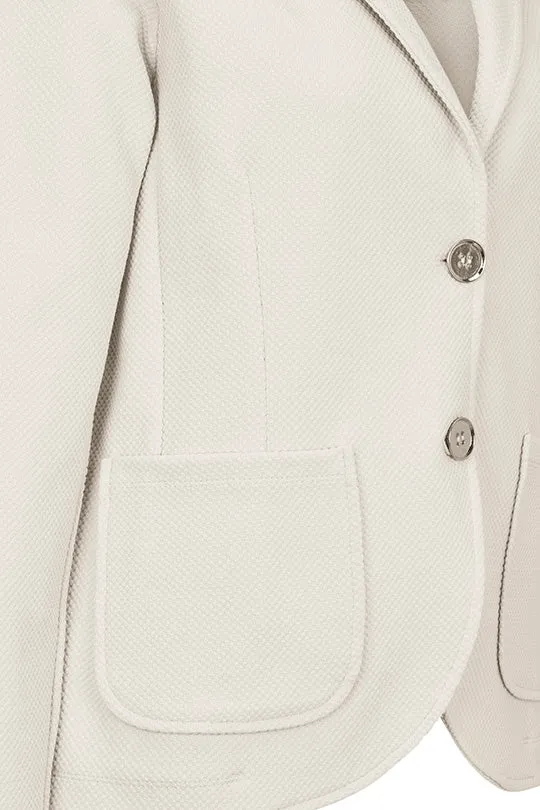 Taillierter Blazer in sportiver Jersey-Struktur in Champagner